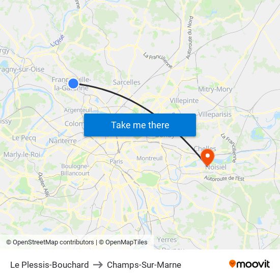 Le Plessis-Bouchard to Champs-Sur-Marne map