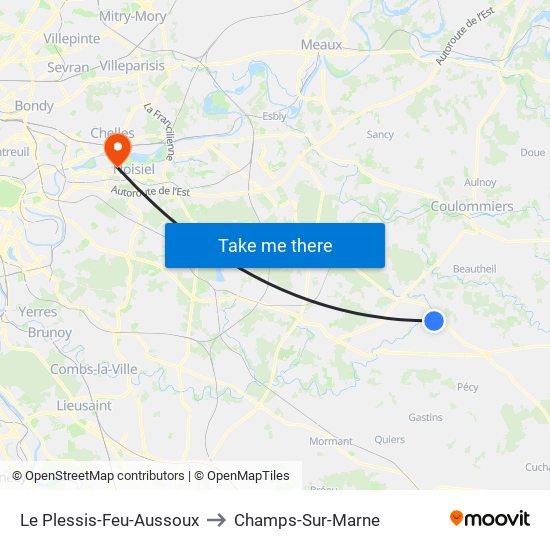 Le Plessis-Feu-Aussoux to Champs-Sur-Marne map