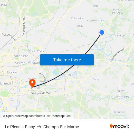 Le Plessis-Placy to Champs-Sur-Marne map