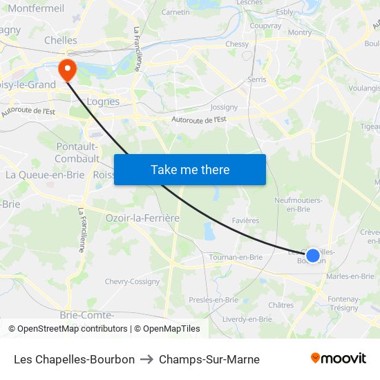 Les Chapelles-Bourbon to Champs-Sur-Marne map