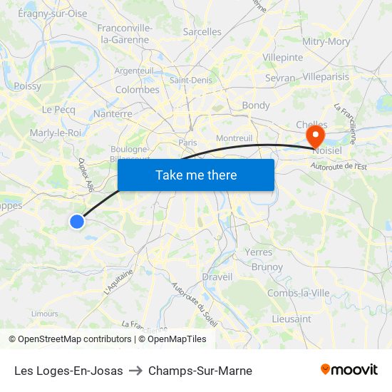 Les Loges-En-Josas to Champs-Sur-Marne map