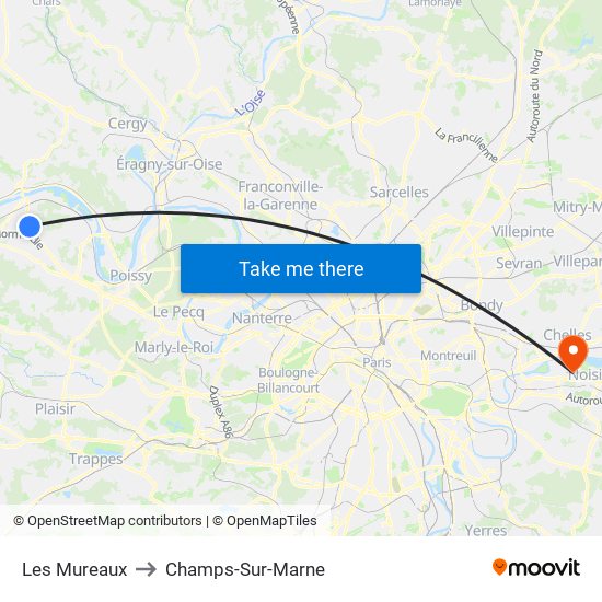 Les Mureaux to Champs-Sur-Marne map