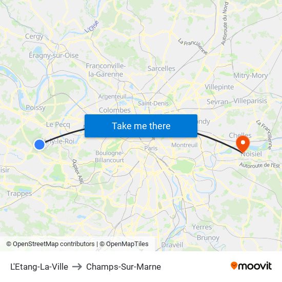 L'Etang-La-Ville to Champs-Sur-Marne map