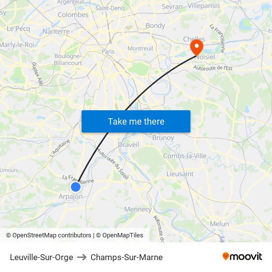 Leuville-Sur-Orge to Champs-Sur-Marne map