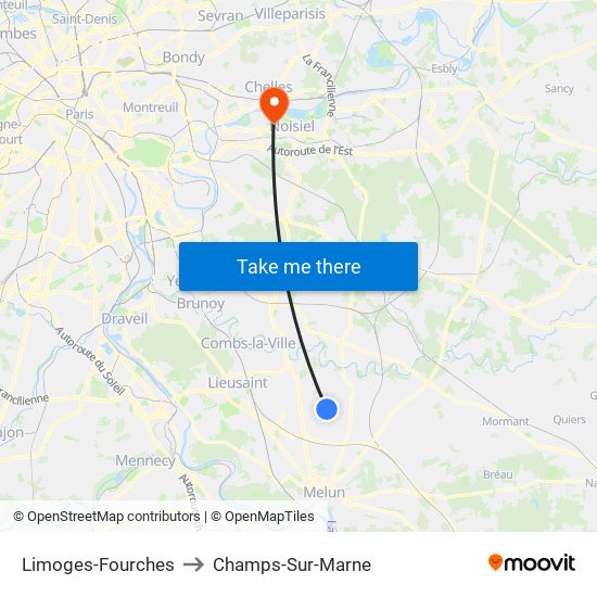 Limoges-Fourches to Champs-Sur-Marne map