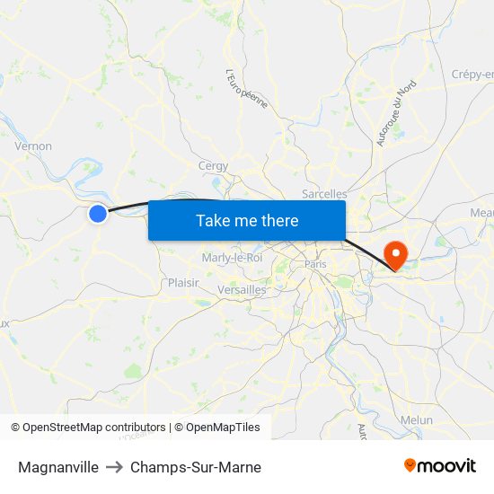 Magnanville to Champs-Sur-Marne map