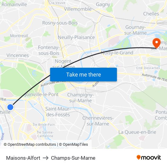Maisons-Alfort to Champs-Sur-Marne map