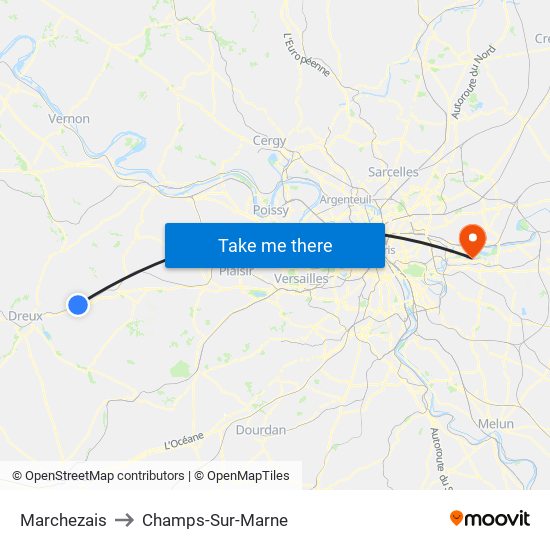 Marchezais to Champs-Sur-Marne map