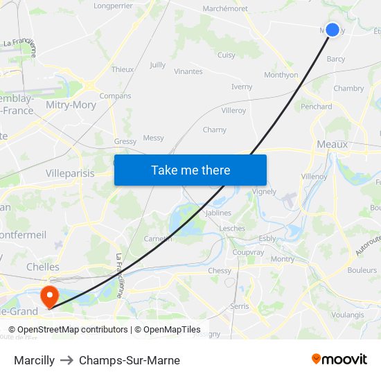 Marcilly to Champs-Sur-Marne map