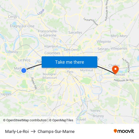 Marly-Le-Roi to Champs-Sur-Marne map