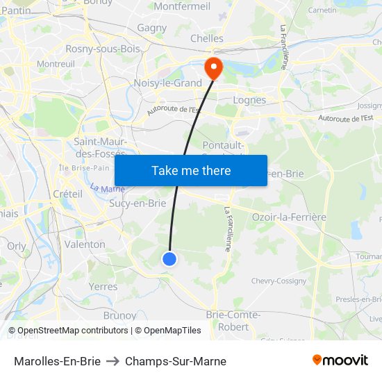 Marolles-En-Brie to Champs-Sur-Marne map