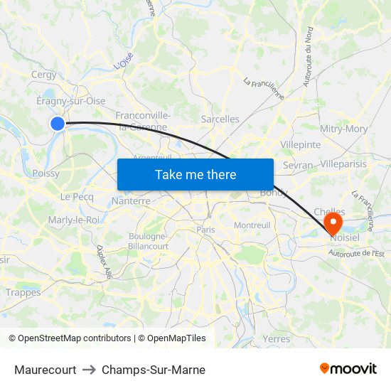 Maurecourt to Champs-Sur-Marne map