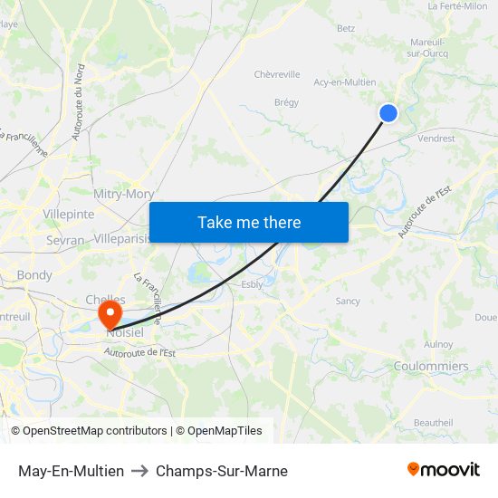 May-En-Multien to Champs-Sur-Marne map