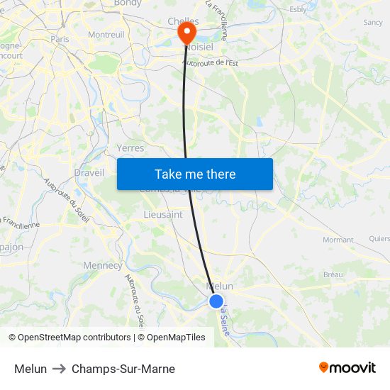 Melun to Champs-Sur-Marne map