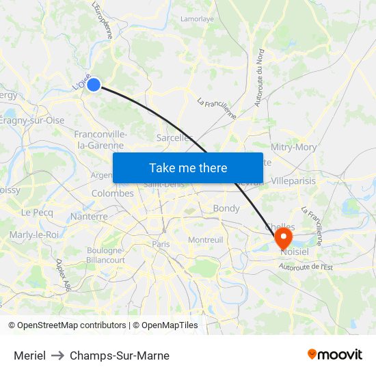 Meriel to Champs-Sur-Marne map