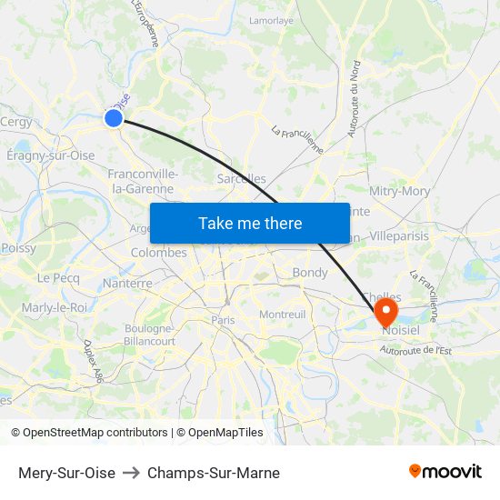 Mery-Sur-Oise to Champs-Sur-Marne map