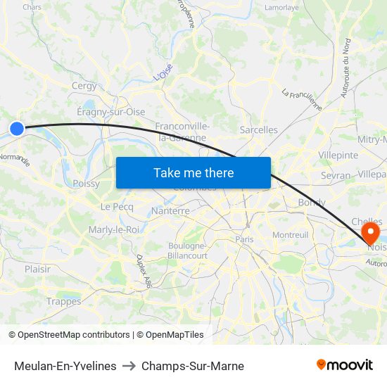Meulan-En-Yvelines to Champs-Sur-Marne map