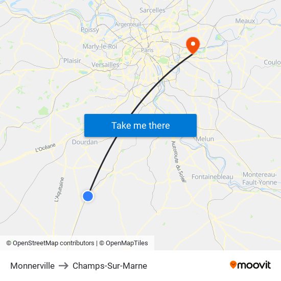 Monnerville to Champs-Sur-Marne map