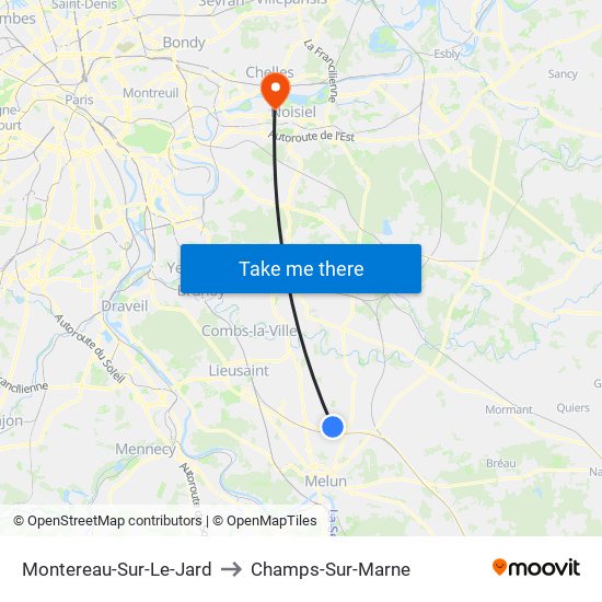 Montereau-Sur-Le-Jard to Champs-Sur-Marne map