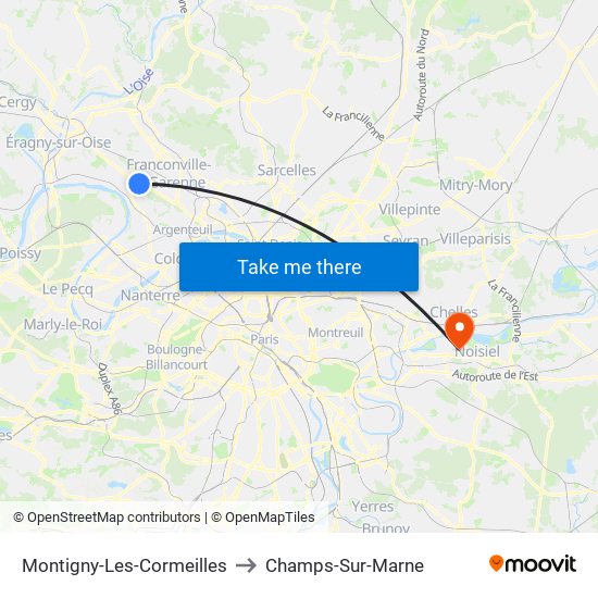 Montigny-Les-Cormeilles to Champs-Sur-Marne map