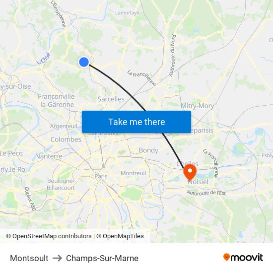 Montsoult to Champs-Sur-Marne map