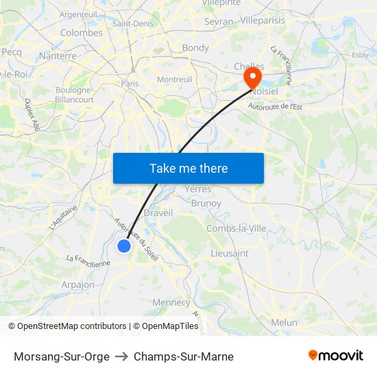 Morsang-Sur-Orge to Champs-Sur-Marne map