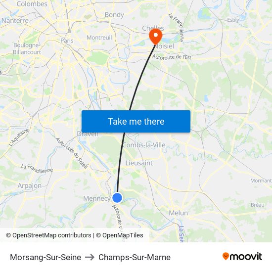 Morsang-Sur-Seine to Champs-Sur-Marne map