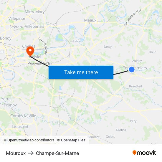 Mouroux to Champs-Sur-Marne map