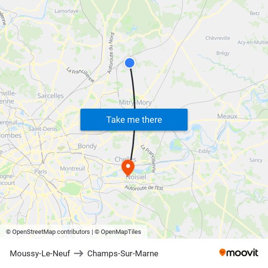 Moussy-Le-Neuf to Champs-Sur-Marne map