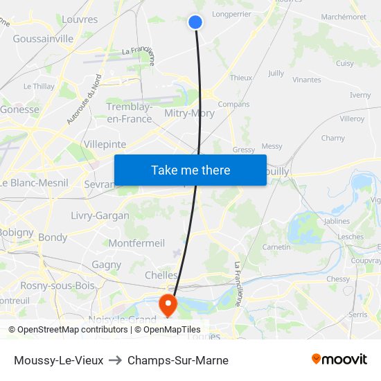 Moussy-Le-Vieux to Champs-Sur-Marne map