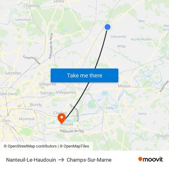 Nanteuil-Le-Haudouin to Champs-Sur-Marne map