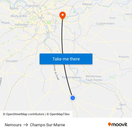 Nemours to Champs-Sur-Marne map