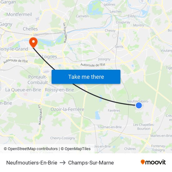 Neufmoutiers-En-Brie to Champs-Sur-Marne map