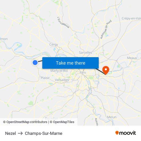 Nezel to Champs-Sur-Marne map
