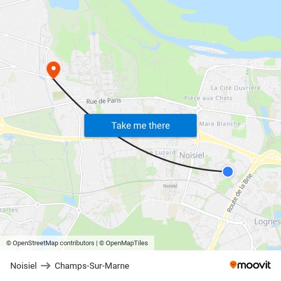 Noisiel to Champs-Sur-Marne map