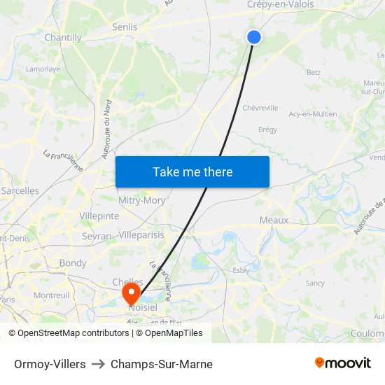 Ormoy-Villers to Champs-Sur-Marne map