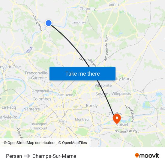 Persan to Champs-Sur-Marne map