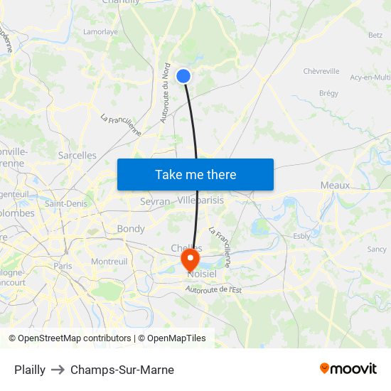 Plailly to Champs-Sur-Marne map