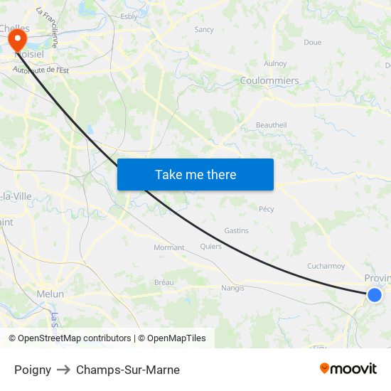 Poigny to Champs-Sur-Marne map