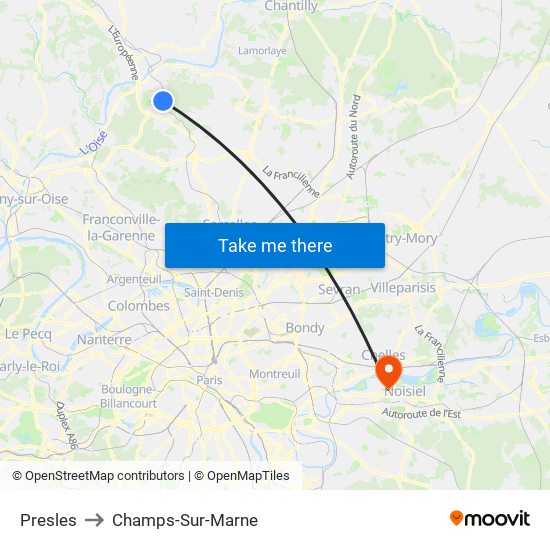 Presles to Champs-Sur-Marne map