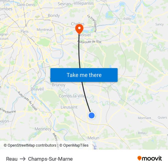 Reau to Champs-Sur-Marne map