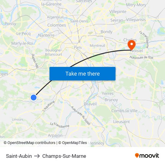 Saint-Aubin to Champs-Sur-Marne map
