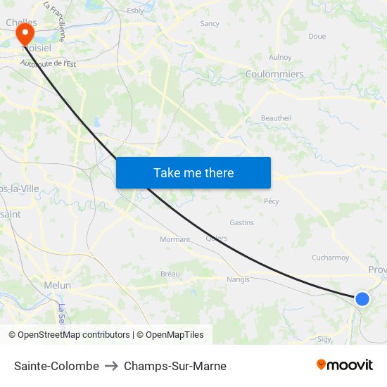 Sainte-Colombe to Champs-Sur-Marne map