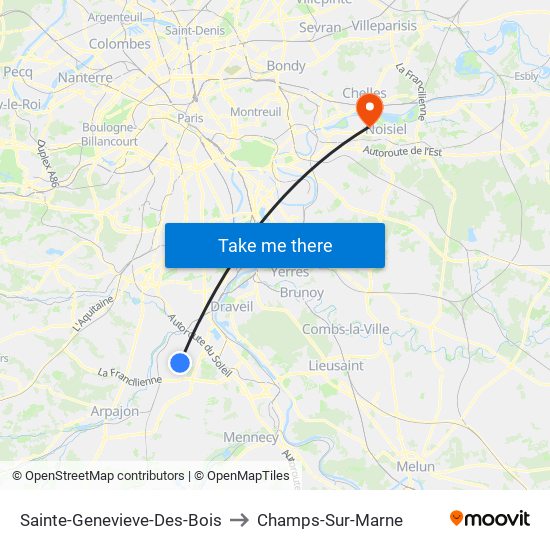 Sainte-Genevieve-Des-Bois to Champs-Sur-Marne map
