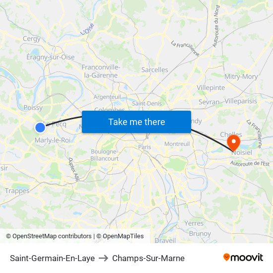Saint-Germain-En-Laye to Champs-Sur-Marne map