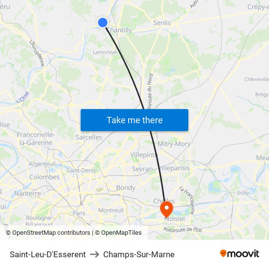 Saint-Leu-D'Esserent to Champs-Sur-Marne map