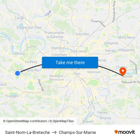 Saint-Nom-La-Breteche to Champs-Sur-Marne map