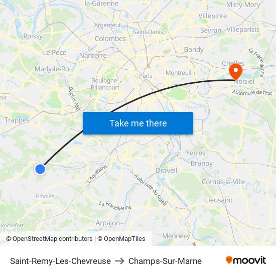 Saint-Remy-Les-Chevreuse to Champs-Sur-Marne map