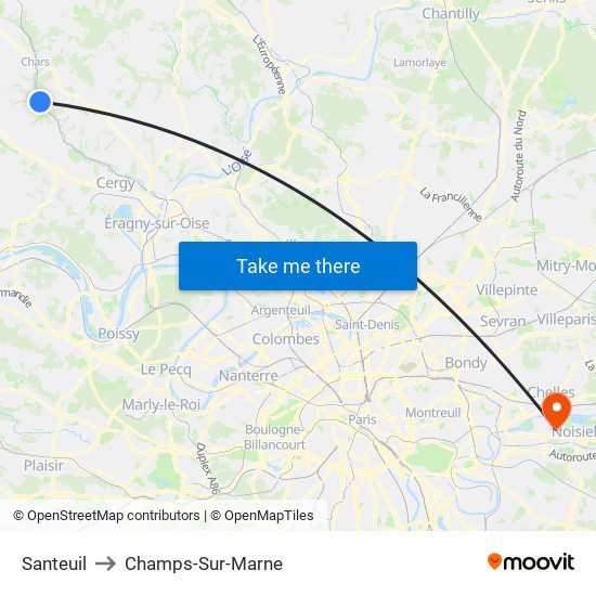 Santeuil to Champs-Sur-Marne map