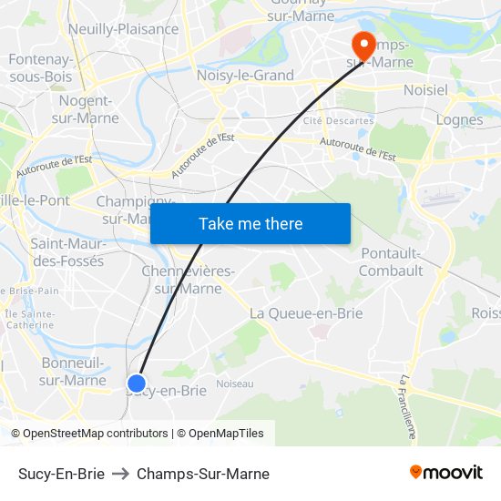 Sucy-En-Brie to Champs-Sur-Marne map